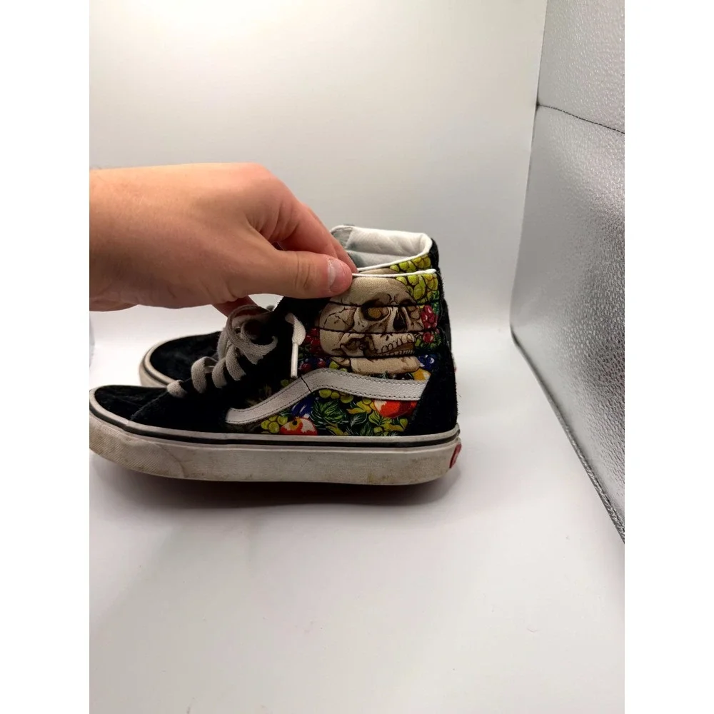 Vans Sk8-Hi Fruit‎ Skull Mens 6 Sneaker Black White Suede High Top Skate Shoes